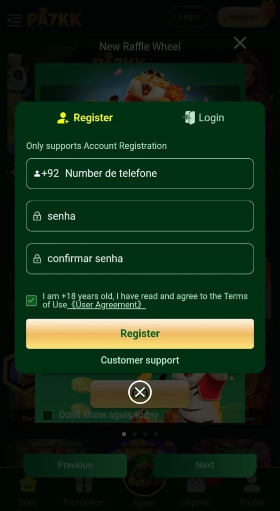 PA7KK game Free Register